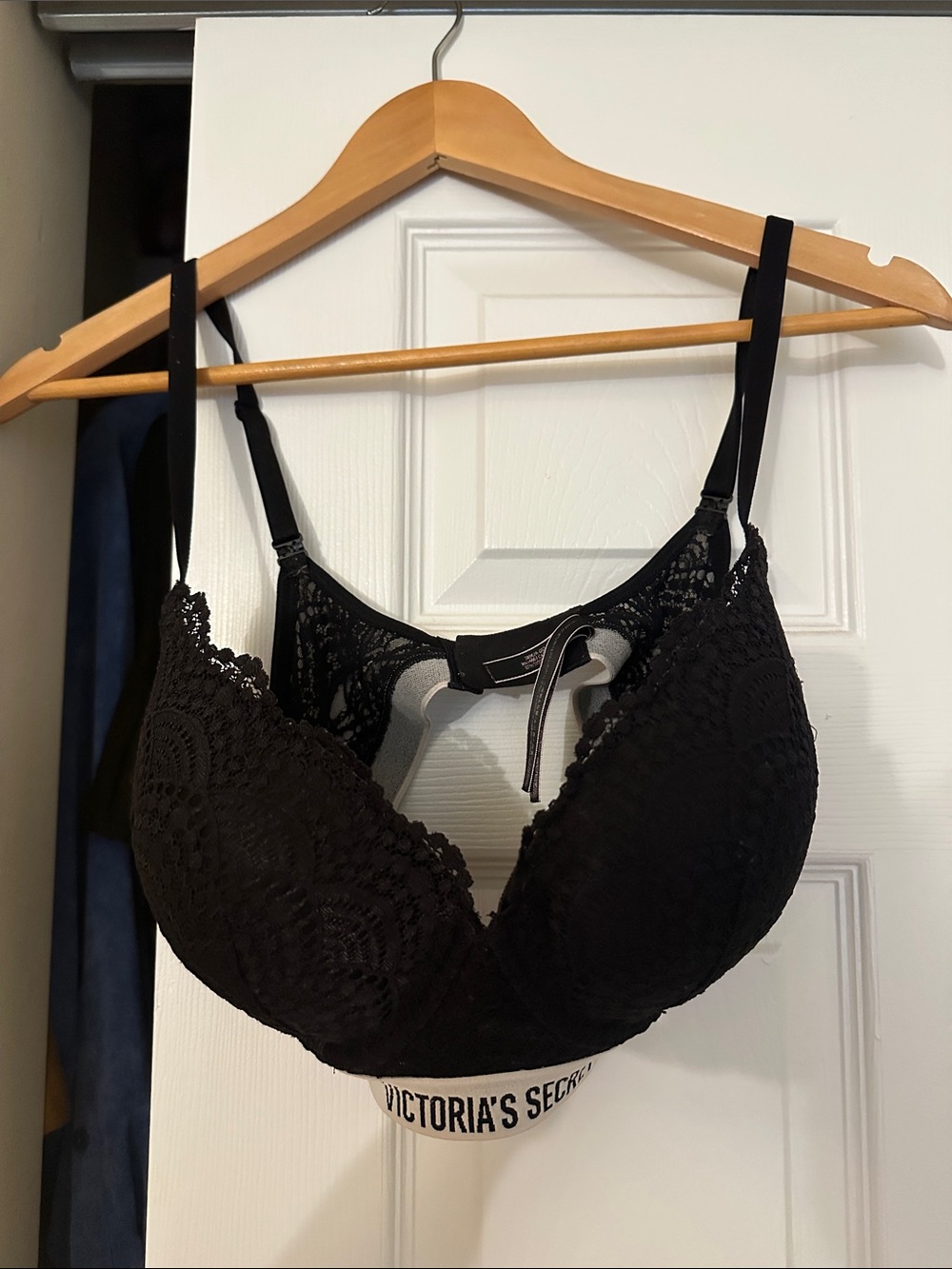 Victoria's Secret Black Lace Push-Up Bra with Branded Band